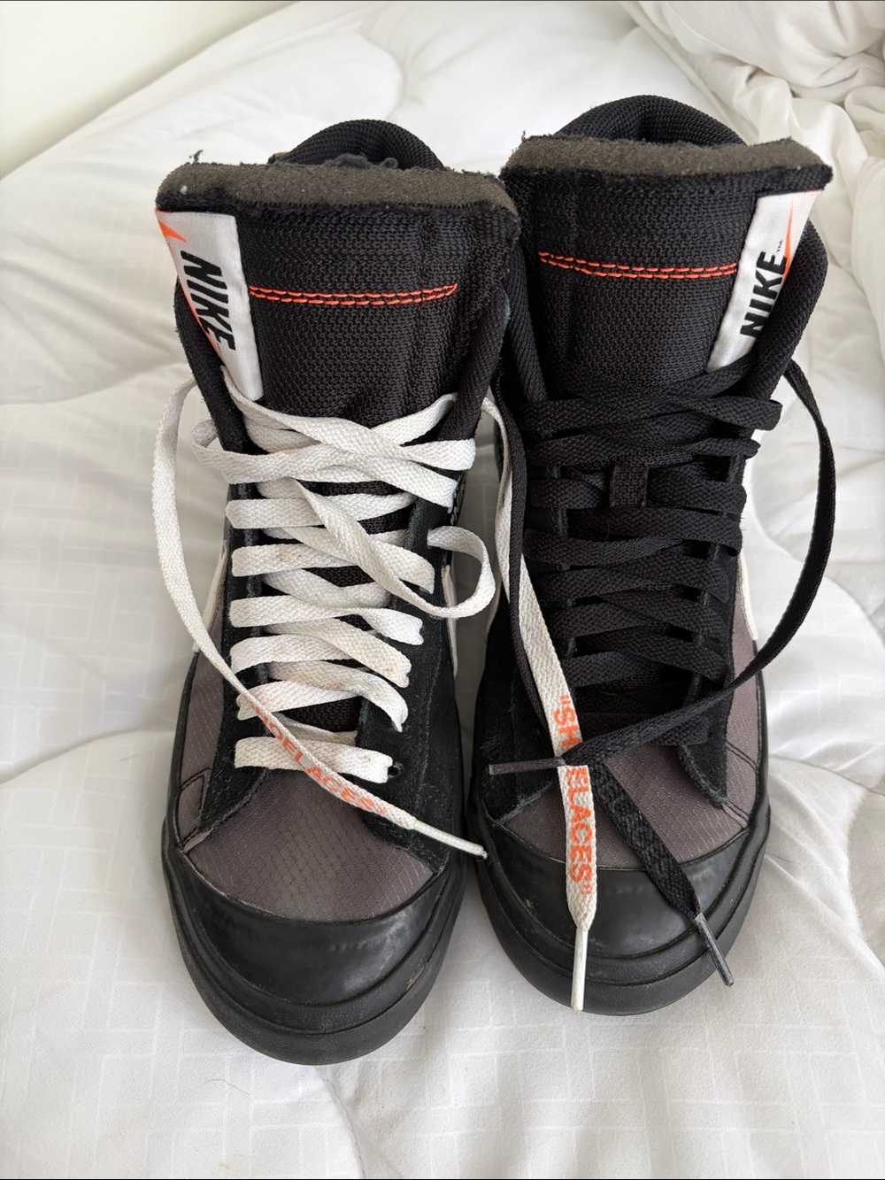 Nike Men’s Black High-Top Sneakers with White and Orange Accents
